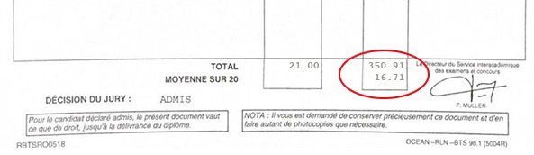 Bulletin relevé de notes de Margaux pour son BTS ERA
